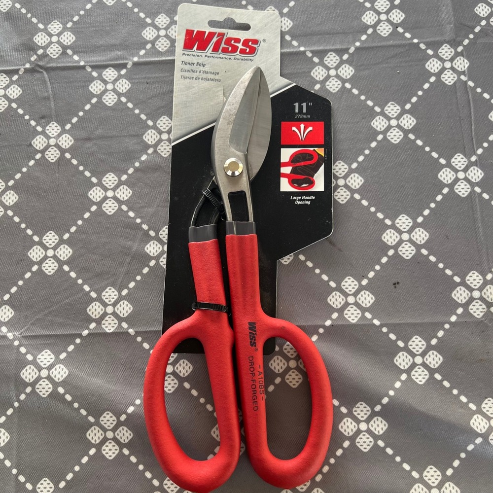 Wiss A10BS 11 Inch Tinner Snip Drop Forged Steel Metal Shears Red Cushion Grip